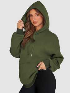 <b>Women</b> Olive Green Oversized Fleece Hoodie Soft Warm Pullover <b>Long</b> Sleeve Custom Front Option Comfy Casual Wear High-quality - Product Image 2