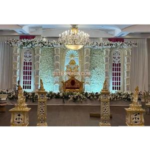 Estilo de ventana del sur de la India Configuración de escenario de boda Estética India Configuración de escenario de boda Decoración Blanco Jharokha Tema Conjunto de escenario de boda - Product Image 1