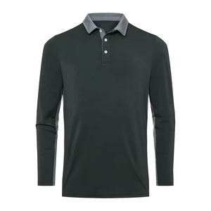 OEM Men's Business for Polo Shirts T-shirts de golf pour jeunes d'âge moyen T-shirts à manches longues respirants en tricot Design solide T-shirts pour hommes - Product Image 3