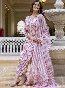 Diseñador DE LA MUJER Heavy Rayon Festival Wear Kurtis Set con trabajo de impresión de cuatro lados para niñas - Product Image 5