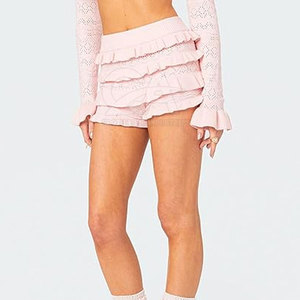 กางเกงขาสั้นมีระบายสำหรับผู้หญิงกางเกงขาสั้นมีระบายน้ำหนักเบาระบายอากาศได้ดี - Product Image 4