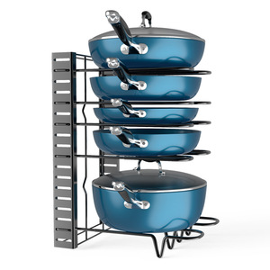 Étagère de <span class=keywords><strong>rangement</strong></span> pour casseroles robuste à 8 niveaux, réglable, bricolage, support pour casseroles et couvercles, gain de place, organisateur de comptoir de cuisine, outil - Product Image 6