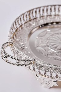 Plateau de service rond en aluminium à un seul niveau, finition polie, pour la cuisine, la vaisselle, le rangement, les bijoux, la cosmétique, la vanité, les fournitures hôtelières - Product Image 2