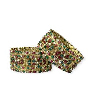 Traditional <b>Gold</b> <b>Plated</b> Geometric Trendy Multi-Color Stone <b>Bangles</b> Bridal & Anniversary Wear Jewellery for Global Export - Product Image 2