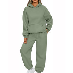 Conjunto Deportivo de Mujer con Capucha, Informal, 100% Algodón, para Otoño e Invierno, Personalizable, Venta Caliente, OEM ODM - Product Image 2