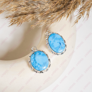 Pendentif ovale en turquoise bleue naturelle, cristaux de guérison de qualité supérieure pour la méditation, bijoux pour occasions spéciales, prix de gros. - Product Image 1