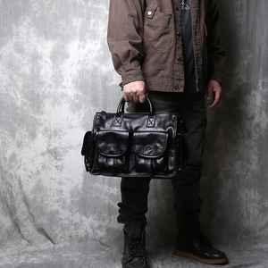 Porte-documents en cuir pour hommes et femmes Grand fourre-tout Sac à bandoulière pour les déplacements des cadres supérieurs Travail Crossbody Side Design - Product Image 6