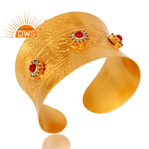 Latest Handmade Design Gold Plated Natural CZ Gemstone Classic Cuff <b>Bangle</b> Demi <b>Fine</b> Jewelry Gift & Party - Product Image 2
