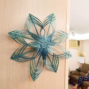 Vintage bambou flocon de neige osier arbre de noël ornements suspendus fournitures de noël faites à la main - Product Image 6