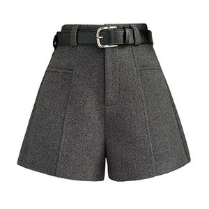 Shorts de Cintura Alta para Mujer, de Lino/Algodón, Transpirables, con Cintura Elástica, Volantes y Lazos, Corte en A, Pierna Ancha, Casuales de Invierno, Elegantes - Product Image 2