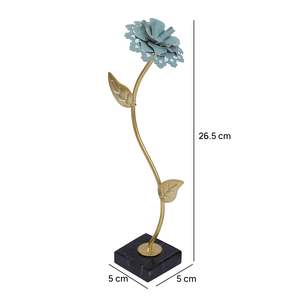 Pièce maîtresse de fleur en fleurs bleues avec base en marbre décor de table de centre de maison élégant - Product Image 4