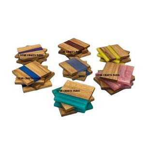 Haute qualité écologique 100% sous-verres en bois et résine biodégradables sous-verres en feutre absorbant pour boissons Bar maison sous-verres carrés - Product Image 2