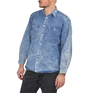 Camisa Vaquera Clásica de Manga Larga para Hombre, Cuello Mao, Elegante, Casual, Transpirable, 100% Algodón, para Uso Diario, Trabajo, Actividades al Aire Libre, Duradera - Product Image 3