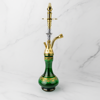 Ensemble de chicha moderne WELKIN en or de luxe avec logo personnalisable, base en verre vert, tige en métal doré
