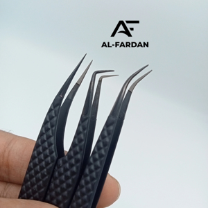 Pinzas de extensión de pestañas de aislamiento de agarre de diamante de acero inoxidable profesional cajas de tarjeta de logotipo personalizado pestañas de Plasma negras puntiagudas - Product Image 5