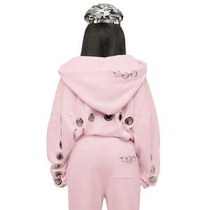 Sudadera con Capucha para Mujer, Estilo Urbano, Personalizable, Ecológica, con Ojales Metálicos Grandes, Mezcla de Poliéster/Algodón, con Cremallera - Product Image 2