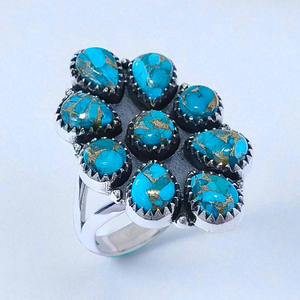 Anillos de Plata de Ley 925 con Turquesa Azul Cobre, Joyería de Plata con Incrustaciones de Piedras Preciosas, Precio al por Mayor - Product Image 2