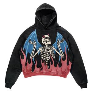 Sudaderas con capucha recortadas lavadas con ácido para hombre personalizadas, sudaderas con hombros caídos de gran tamaño, ropa de calle pesada Vintage, Sudadera con capucha en blanco para hombre - Product Image 6