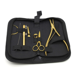 Kit d'outils professionnels d'extension de cheveux et de perles en acier inoxydable avec étui ciseaux pinces aiguilles outils de boucle de crochet - Product Image 4
