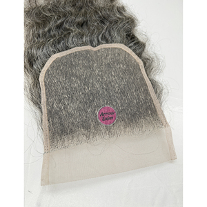 ผมแท้แบบอินเดียสีเทาหยิก สำหรับปิดผมด้วยเชือกผูก ความหนาแน่น 150% และแบบผูกปมสองชั้น - Product Image 2