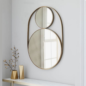 Miroir décoratif simple en métal poli doré fabriqué à la main accessoire de décoration d'intérieur miroir mural de salle de bain en métal de luxe unique - Product Image 4