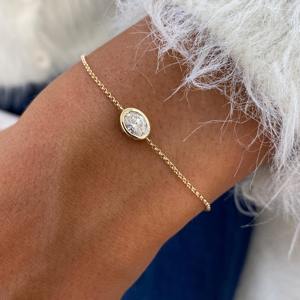 Elegante IGI certificado Oval Lab Grown diamante amarillo chapado en oro plata esterlina 925 solitario pulsera fina moda mujeres regalos - Product Image 3