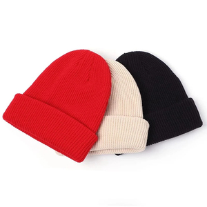 Gorro de Punto Unisex de Color Sólido, 100% Acrílico, Casual de Invierno para Adultos, Rojo, Beige, Negro, Producción Harry Johnson 2026 - Product Image 1