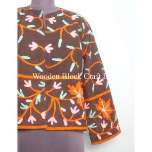 Veste d'hiver unisexe en broderie florale, style vintage bohème chic, vêtement d'extérieur en coton coupe-vent, broderie ethnique, manteau cotrise - Product Image 2