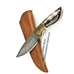 Cuchillo japonés hecho a mano con punta de Clip, hoja de acero inoxidable Damasco, hoja de madera para acampar, 12 pulgadas, personalizable, bricolaje - Product Image 2