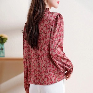 เสื้อคอปกพิมพ์ซับลิเมชันของผู้หญิงเสื้อเชิ้ตลำลองแขนยาวผ้าฝ้าย100% ใหม่ออกแบบได้ตามที่ต้องการ - Product Image 3