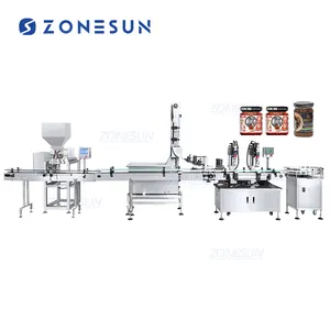 Zonesun ZS-FAL180B5 Automatische Rotor Lobb Pomp Gehakt Vlees Saus Chili Hete Saus Vulling Capping Machine Verpakking Bottellijn