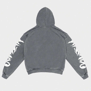 Personalizado de primera calidad de los hombres DTF impresión desgastada suelta recortada gota hombro casual hombres Sudadera con capucha 2025 - Product Image 2