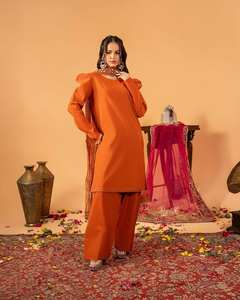 Ensemble de vêtements traditionnels indiens et pakistanais en soie, costume de soirée de créateur, bordure en dentelle fantaisie, élégant, soirée, farshi salwar kameez - Product Image 3