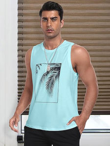 Men Graphic Tank <b>Tops</b> Sleeveless Workout Gym Shirts Beach <b>Hawaiian</b> Coconut Tree Patriotic Style T-Shirt - Product Image 3