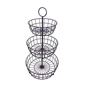 Top Selling Iron Wire Fruit <b>Basket</b> Eco-Friendly Modern Decorative <b>Black</b> Finished Luxury Round Tabletop <b>Storage</b> <b>Baskets</b> 3 Tier - Product Image 3