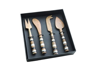 Ensemble à fromage en bois naturel de nouvelle conception, 4 fourchettes, outils de découpe du beurre, couverts en bois pour la maison, l'hôtel, le restaurant, ensemble de couverts, ensemble à fromage - Product Image 1