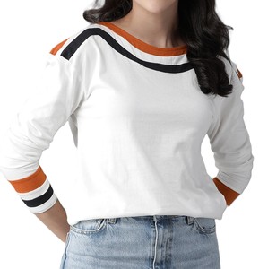 Direct Factory Made Comfortable Quick Dry Women's T-Shirt Solid Long Sleeve Crew Neck Custom Logo Wholesale <b>Cheap</b> Summer - Product Image 5