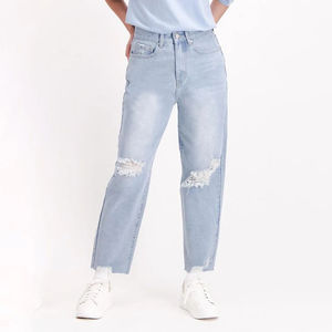 Novedades en Jeans de Cintura Alta con Contraste de Color, Jeans Holgados, Jeans Casuales para Mujer, Jeans Holgados Desgastados, Jeans Holgados Estilo Y2K - Product Image 1