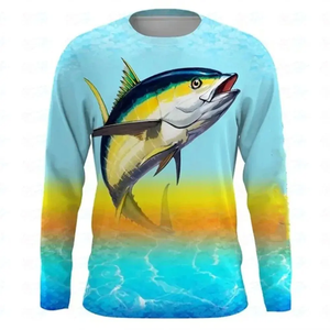 T-shirt à motif de pêche imprimé en 3D à manches longues pour hommes, haut de sport décontracté à séchage rapide avec UPF 50 Outdoor New Fashion - Product Image 3