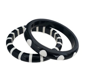 Best Quality Handmade Resin <b>Bangles</b> With Polka Dots And Stripes Fashion Jewelry <b>For</b> Women Round Shape Designer Bracelets - Product Image 6