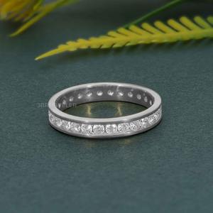 Juego de canales de oro sólido de 14K con diamante cultivado en laboratorio VVS certificado IGI de gama alta, anillo de boda eterno, joyería fina de lujo para mujer - Product Image 3