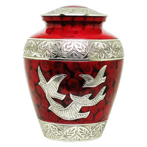 โกศบรรจุอัฐิสำหรับผู้ใหญ่ขนาด 10 นิ้ว ทำจากอลูมิเนียมลายเงิน สไตล์ยุโรปและอเมริกา เป็นมิตรกับสิ่งแวดล้อม ทนทาน ขายส่ง - Product Image 1