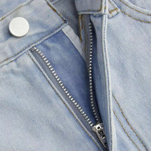 กางเกงยีนส์ขาตรงผ้าอ๊อกซ์ฟอร์ดผ้ายืดสำหรับผู้หญิงผ้าทอขาดขนาดพลัสไซส์ระบายอากาศและราคาไม่แพง - Product Image 3