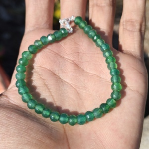 Green Emerald Adjustable <b>Bracelet</b> 6mm Rondelle Beads Plain Natural Color May Birthstone Gift Women & <b>Children</b> Sterling <b>Silver</b> - Product Image 2