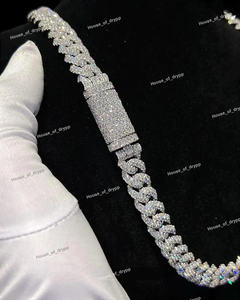 Collar de Cadena Cubana con Incrustaciones de Diamantes Moissanite, Estilo Hip Hop, Lujoso, para Hombre y Mujer - Product Image 2