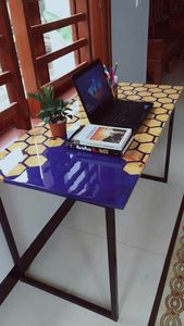 โต๊ะกาแฟไม้จริงสไตล์โมเดิร์นรัสติก โต๊ะรับประทานอาหารเรซิ่นอีพ็อกซี่ขอบไม้ธรรมชาติ สำหรับใช้ในสำนักงาน ห้องนอน ห้องน้ำ ทางเข้า ห้องทำงาน บ้าน บาร์ - Product Image 2