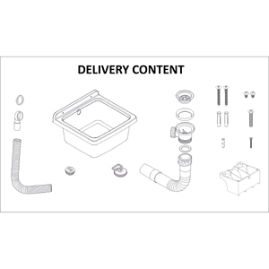 Lavello da Cucina Moderno in Resina da 39L 39D 24H cm, Montaggio a Parete, Resistente agli Acidi, per Interni ed Esterni, Finitura Lucida - Product Image 4