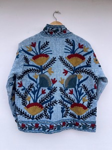 เสื้อแจ็กเก็ตผ้าฝ้ายปักลายซูซานีทำด้วยมือเสื้อโค้ทสไตล์โบโฮสำหรับผู้หญิงใส่กลับด้านได้ - Product Image 5