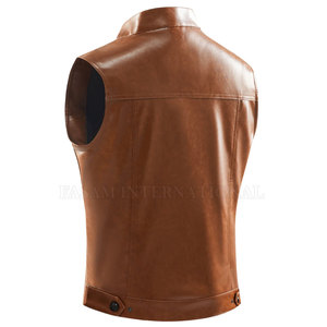 Chaleco de cuero para hombre de alta calidad de etiqueta privada, chaleco de cuero para hombre al por mayor, Chaleco de cuero para hombre hecho a medida - Product Image 3