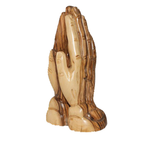 Manos en Oración Talladas en Madera de Olivo de Belén, Producto Educativo y Promocional para Oficina - Product Image 1